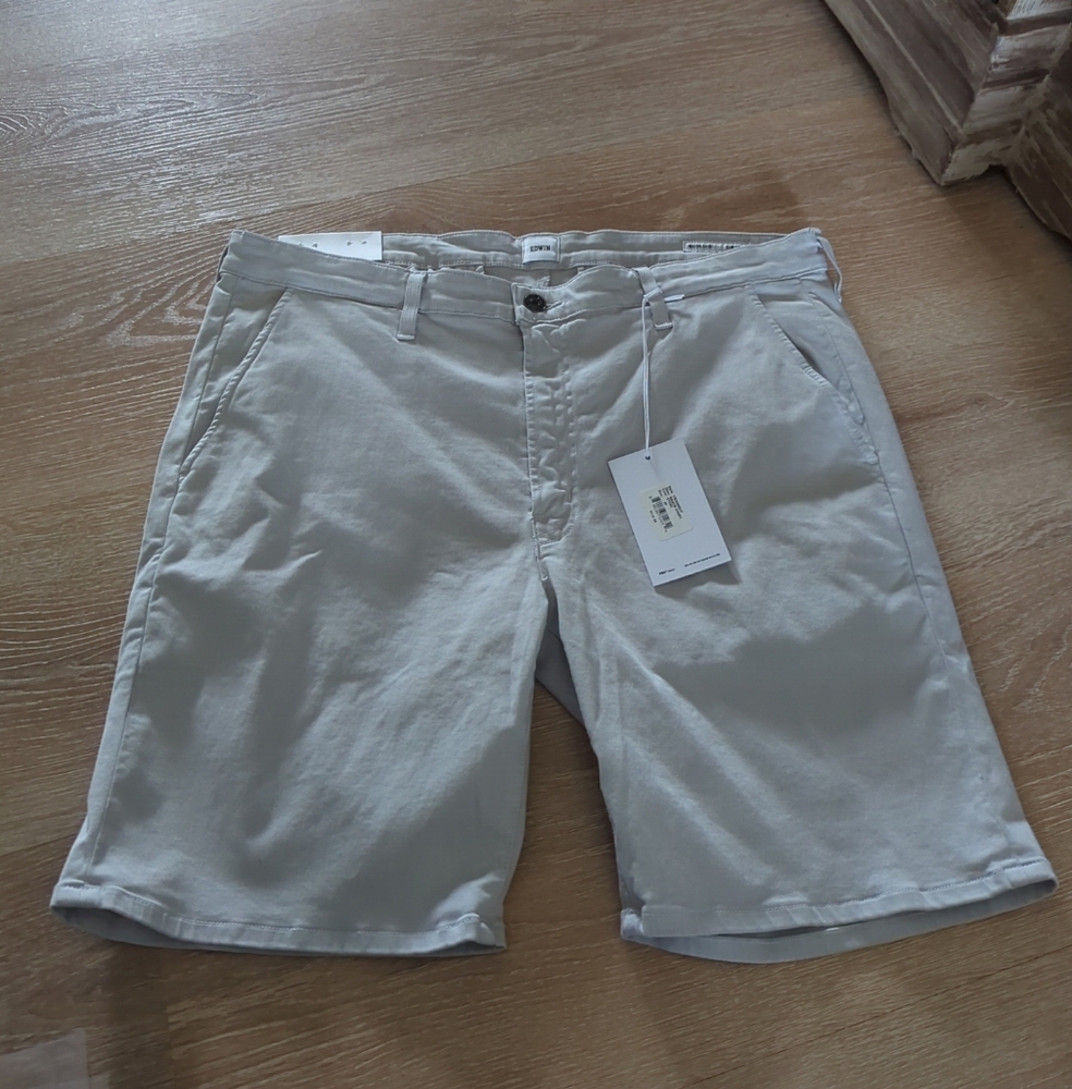 NWT (118$) EDWIN endurance Mason short slim chino in Grey Stone Golf